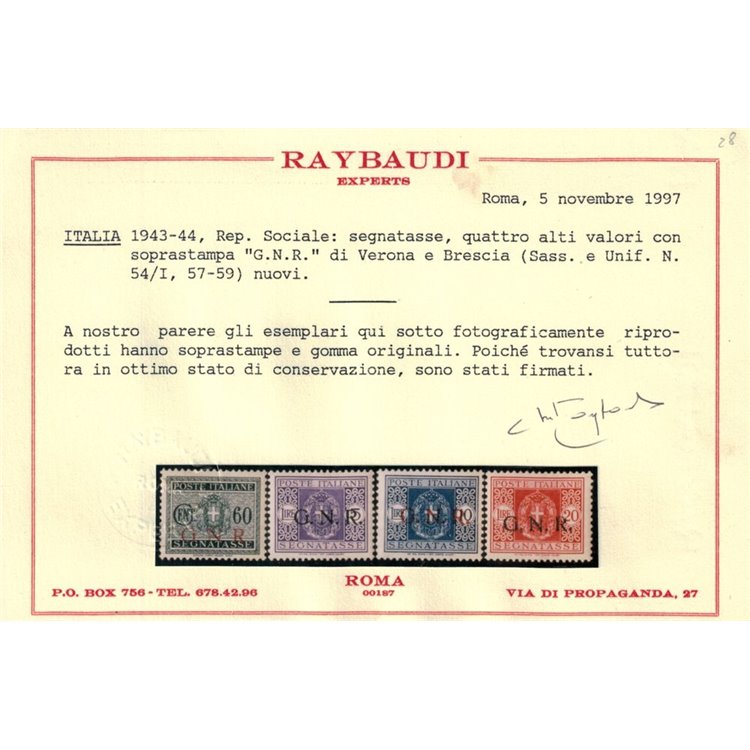 ITALIA RSI 1943 Segnatasse GNR (mista) 13v MH* ©