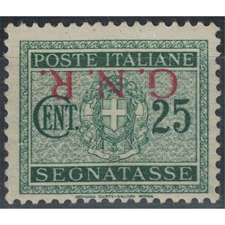ITALIA RSI 1944 Varietà 25c Segnatasse GNR Brescia (soprast. capovolta) MNH** ©