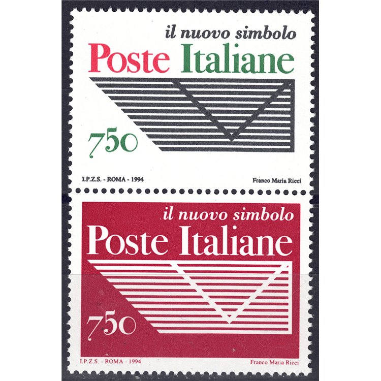 ITALIA 1994 Ente Poste Italiane, coppia verticale MNH**