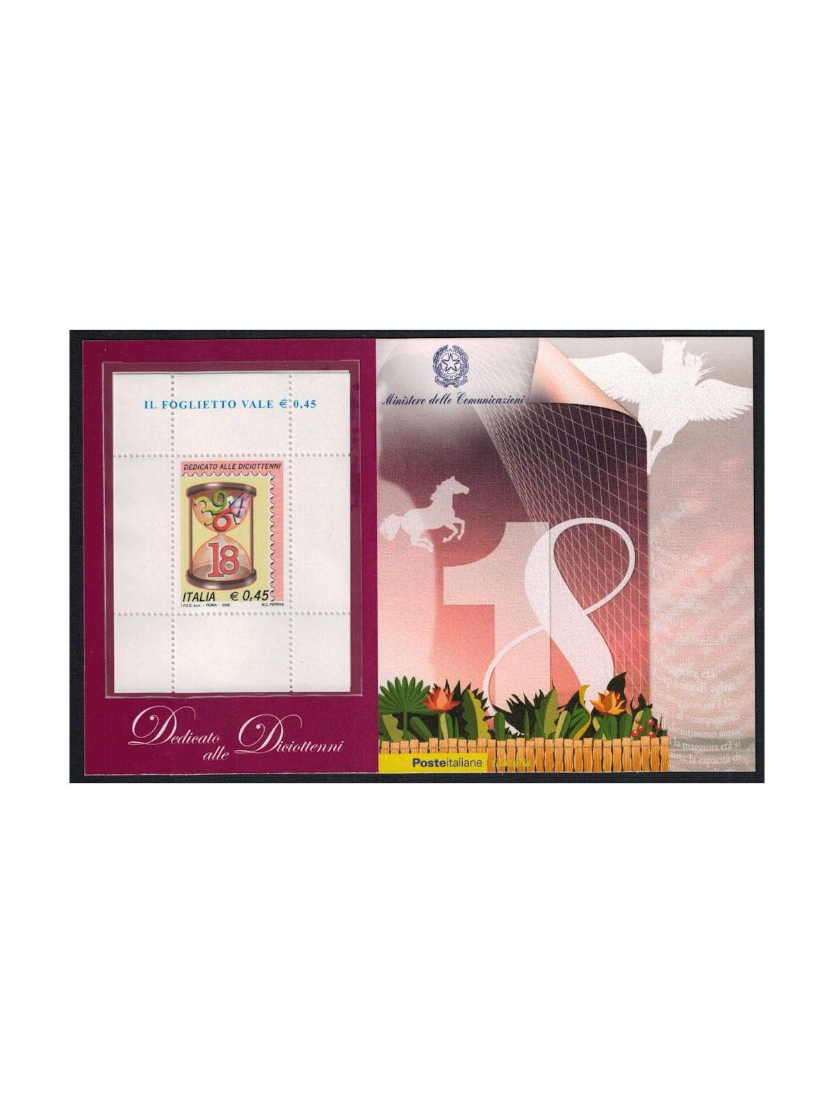 ITALIA 2006 Diciottenni rosa BF MNH**