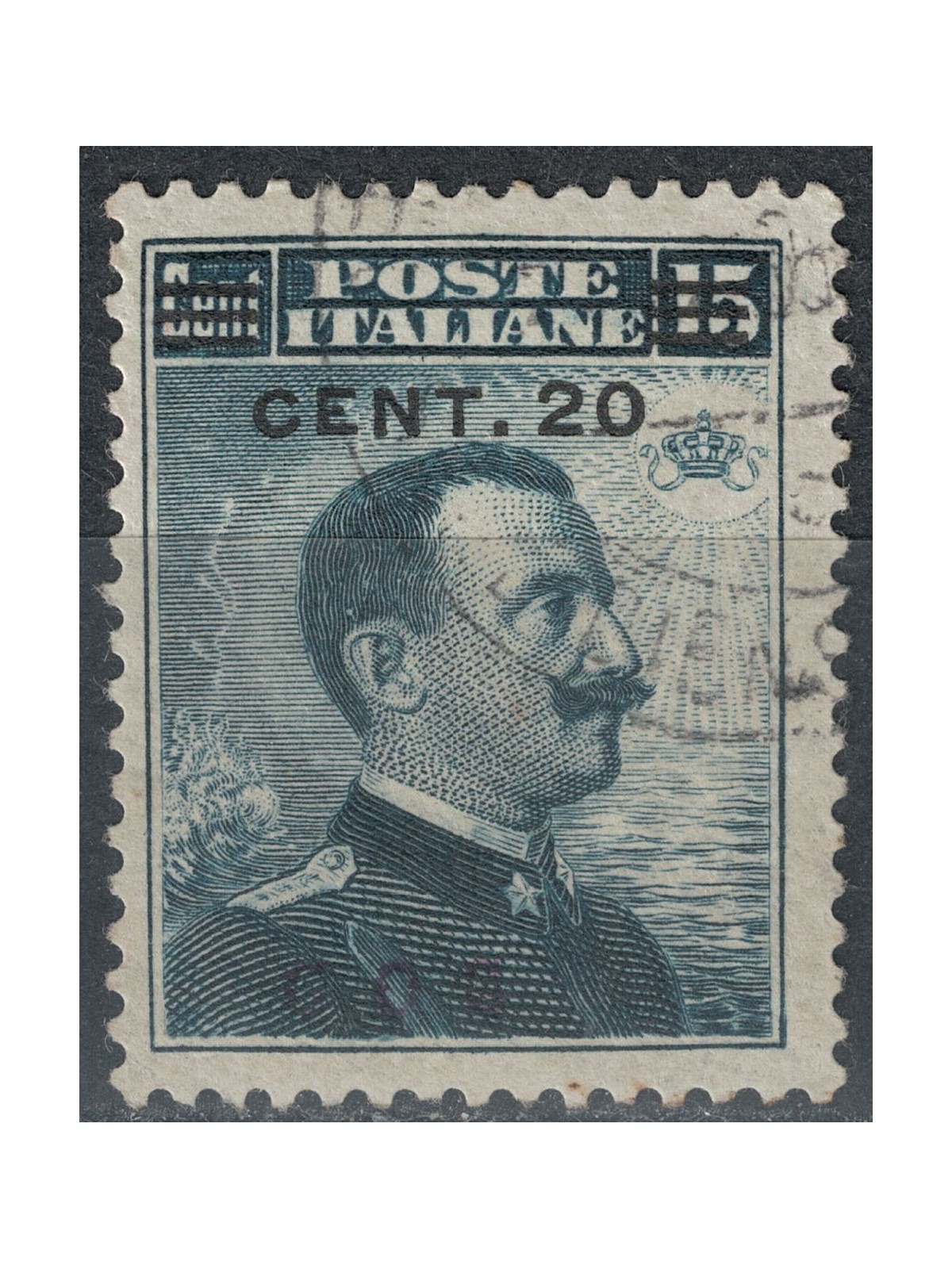 EGEO COO 1916 20c su 15c grigio nero us