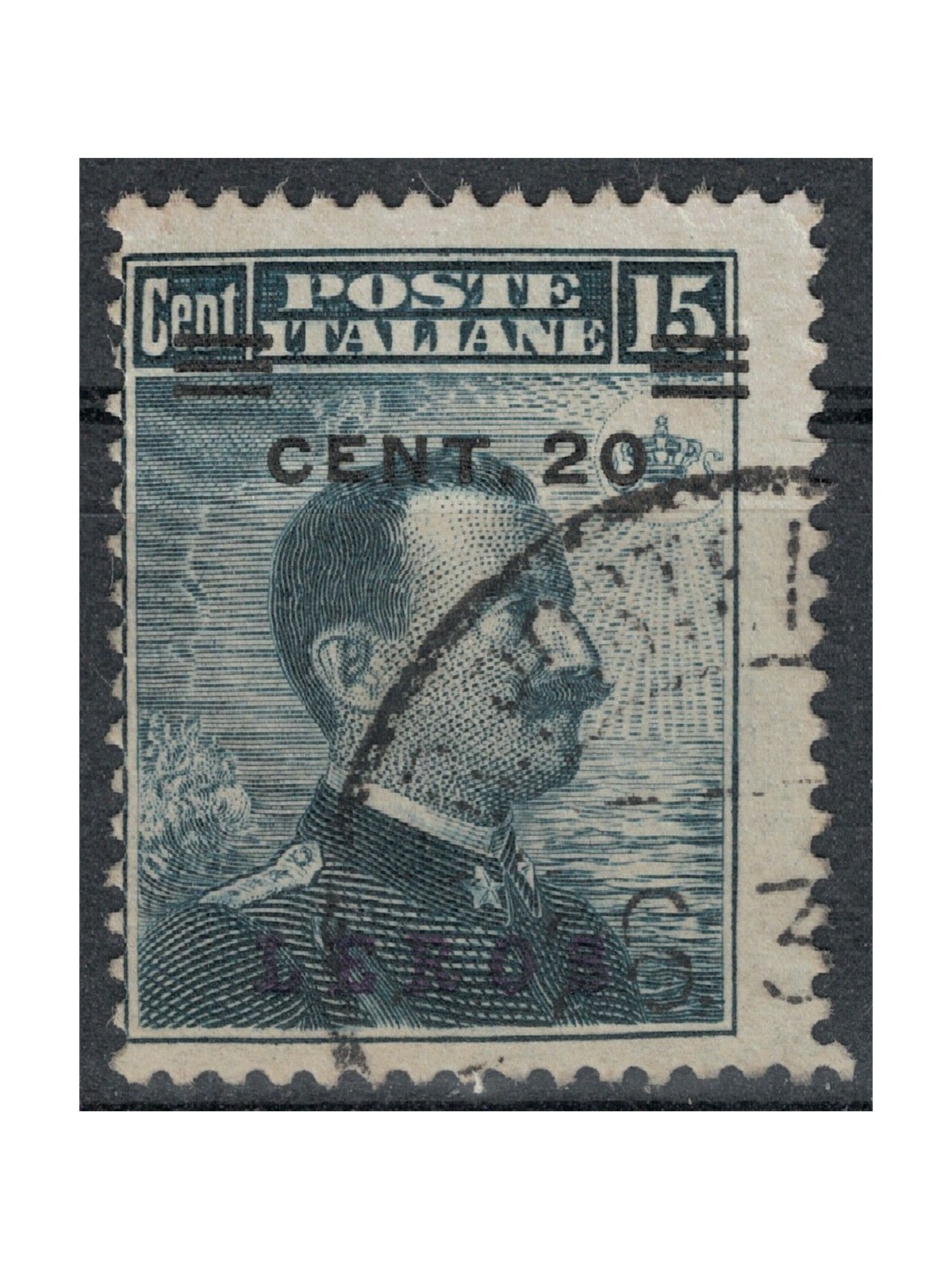 EGEO LERO 1916 20c on 15c grey black us