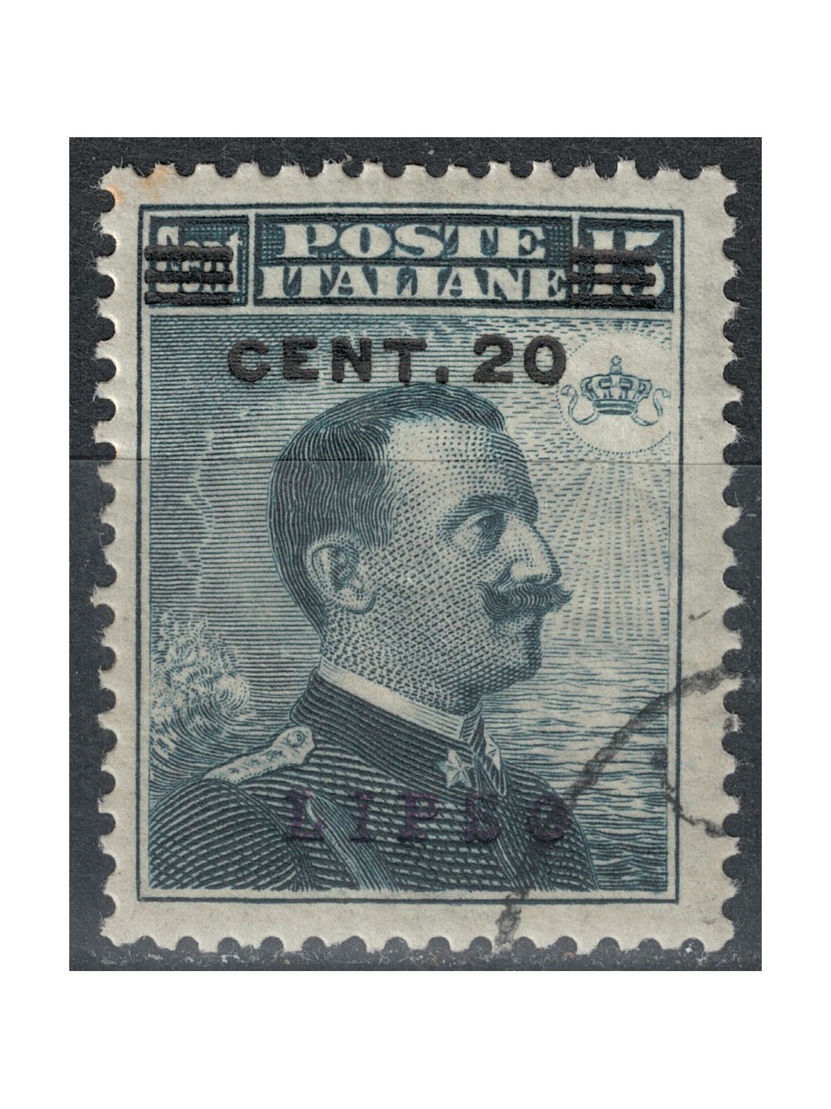 EGEO LIPSO 1916 20c su 15c grigio nero us