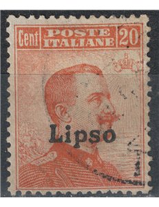 EGEO LIPSO 1922 20c arancio filigrana corona us