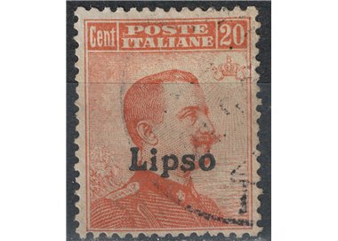 EGEO LIPSO 1922 20c arancio filigrana corona us