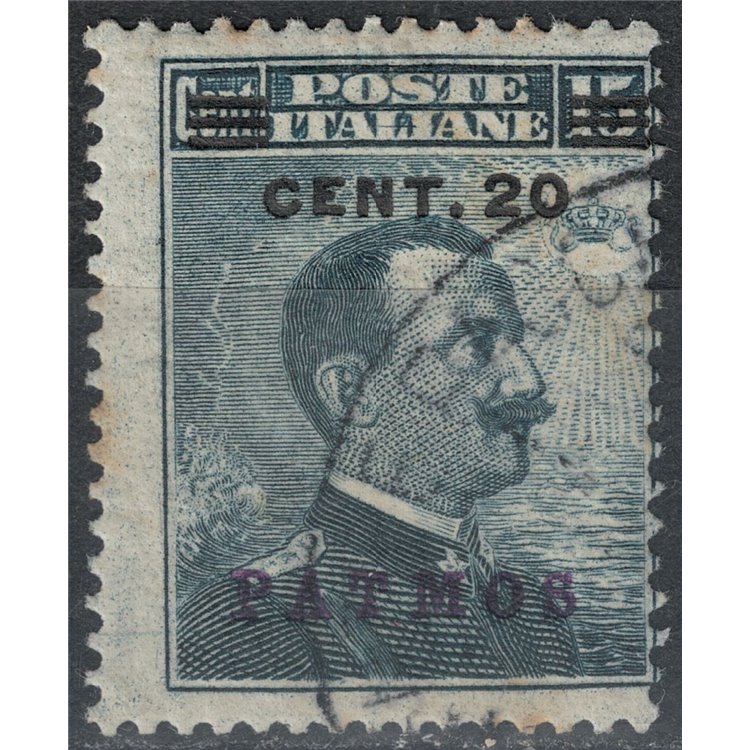 EGEO PATMO 1916 20c su 15c grigio nero us