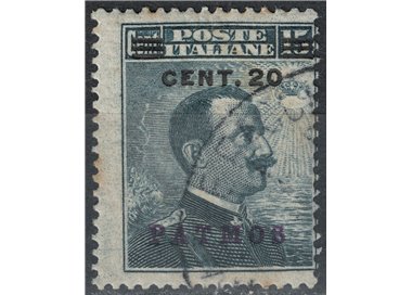 EGEO PATMO 1916 20c su 15c grigio nero us