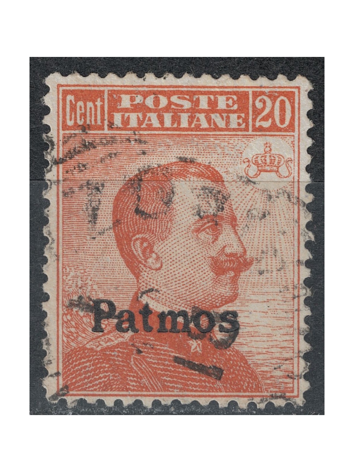EGEO PATMO 1922 20c arancio filigrana corona us