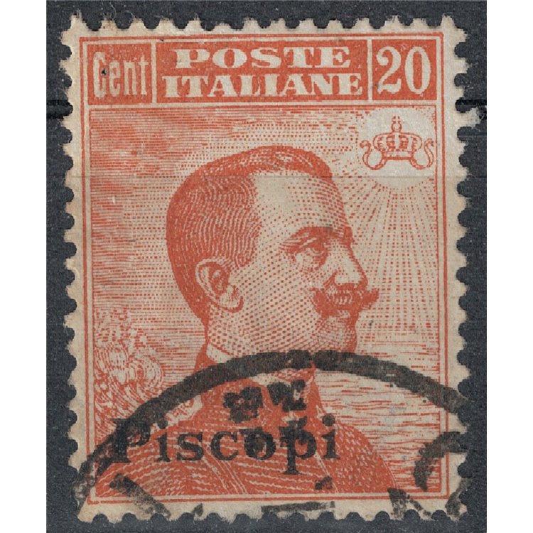 EGEO PISCOPI 1922 20c arancio filigrana corona us