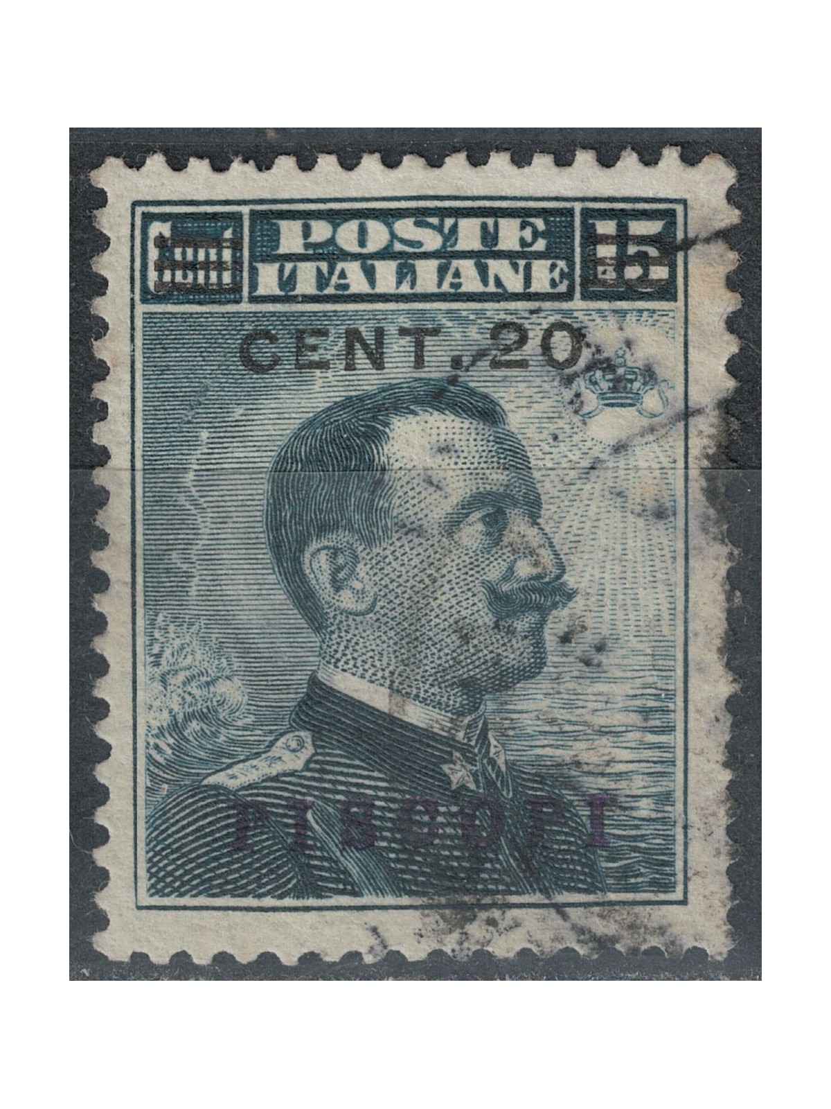 EGEO PISCOPI 1916 20c su 15c grigio nero us