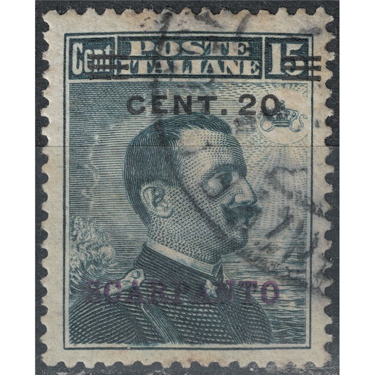 EGEO SCARPANTO 1916 20c su 15c grigio nero us