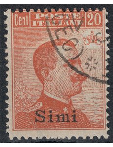 EGEO SIMI 1922 20c arancio filigrana corona us