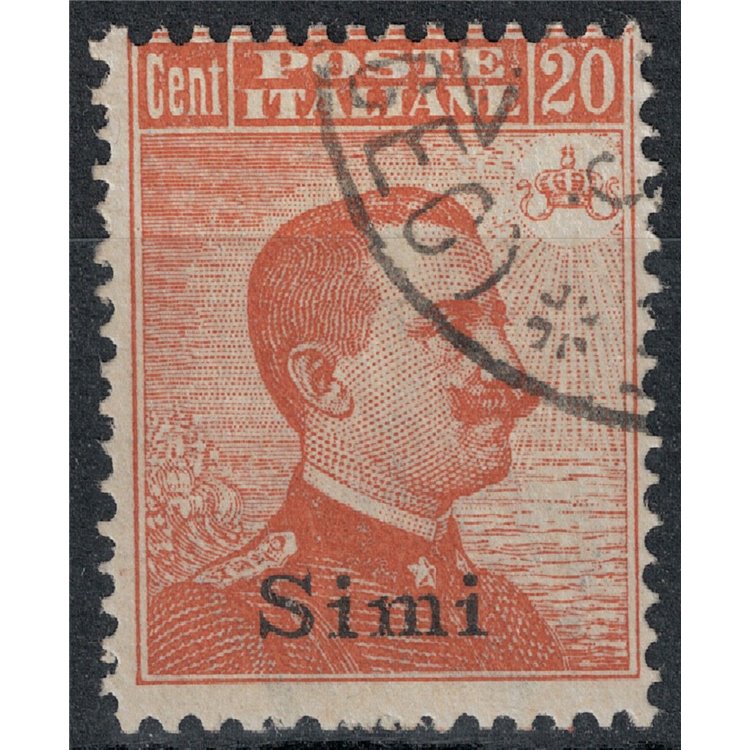 EGEO SIMI 1922 20c arancio filigrana corona us
