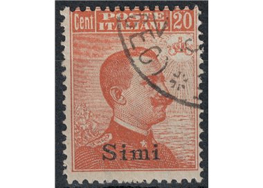 EGEO SIMI 1922 20c arancio filigrana corona us
