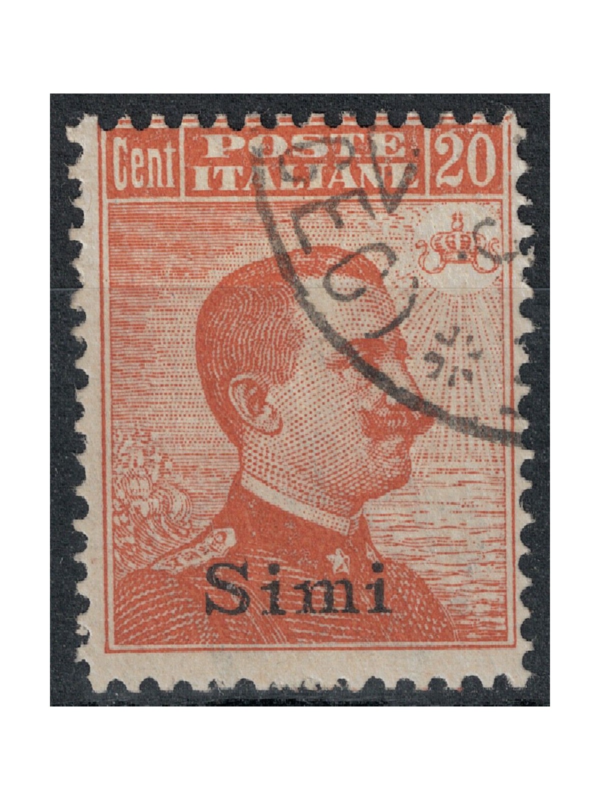 EGEO SIMI 1922 20c arancio filigrana corona us