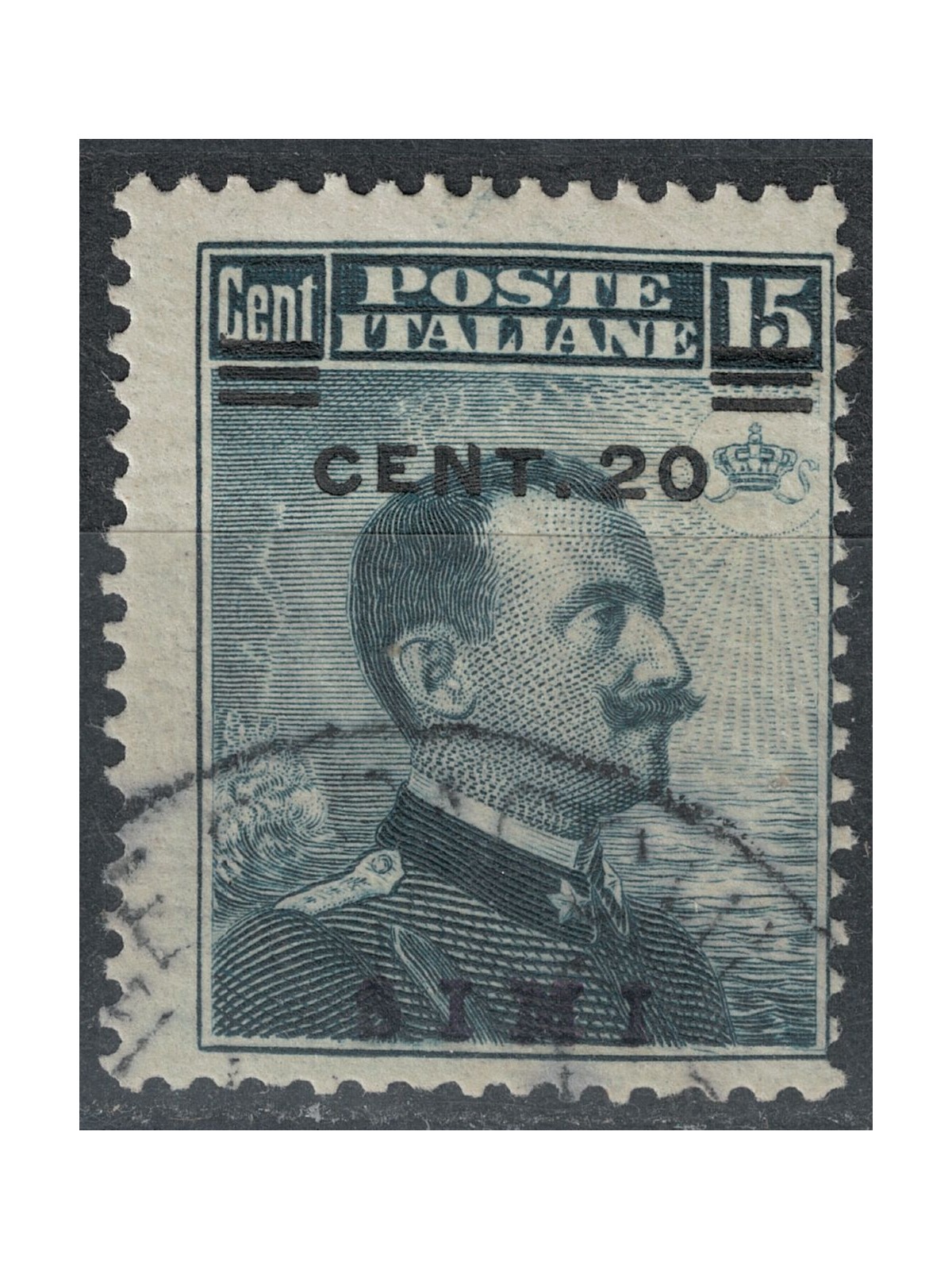 EGEO SIMI 1916 20c su 15c grigio nero us