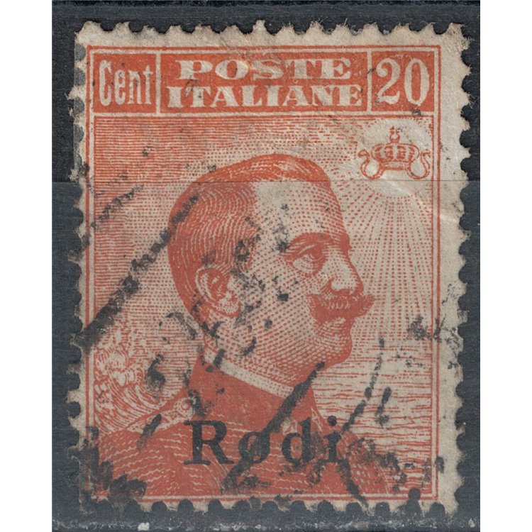 AEGEAN RHODES 1918 20c orange filigree crown us
