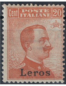 AEGEAN LERO 1917 20c orange without watermark MNH**