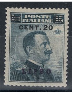 EGEO LIPSO 1916 20c on 15c grey black MNH**