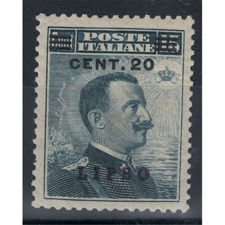 EGEO LIPSO 1916 20c su 15c grigio nero MNH**