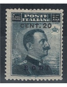 EGEO RODI 1916 20c su 15c grigio nero MNH**