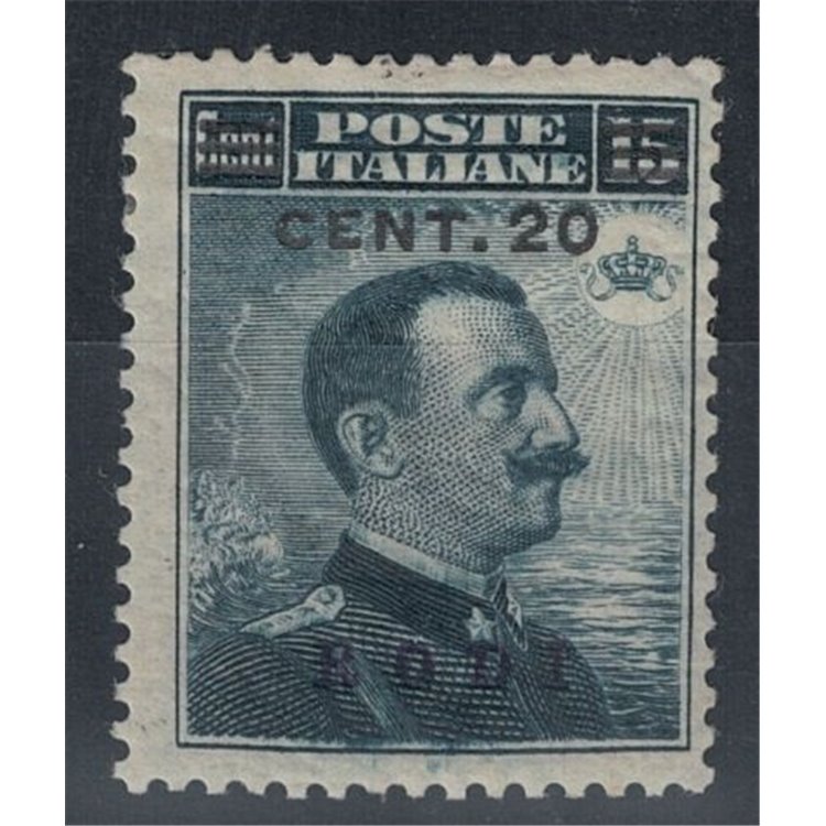 EGEO RODI 1916 20c su 15c grigio nero MNH**