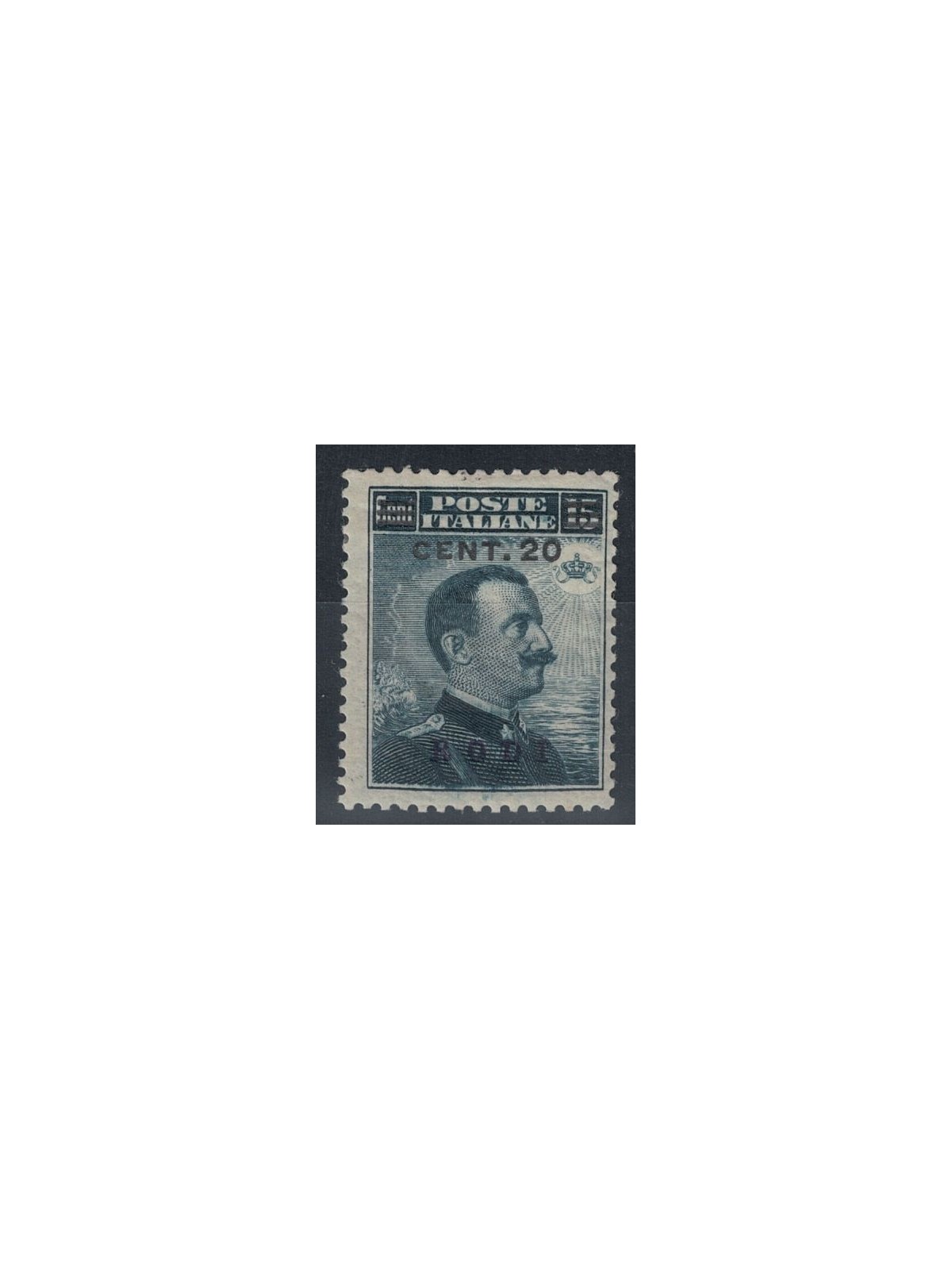 EGEO RODI 1916 20c su 15c grigio nero MNH**