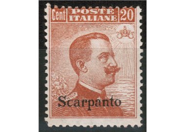 EGEO SCARPANTO 1922 20c orange watermark crown MNH**