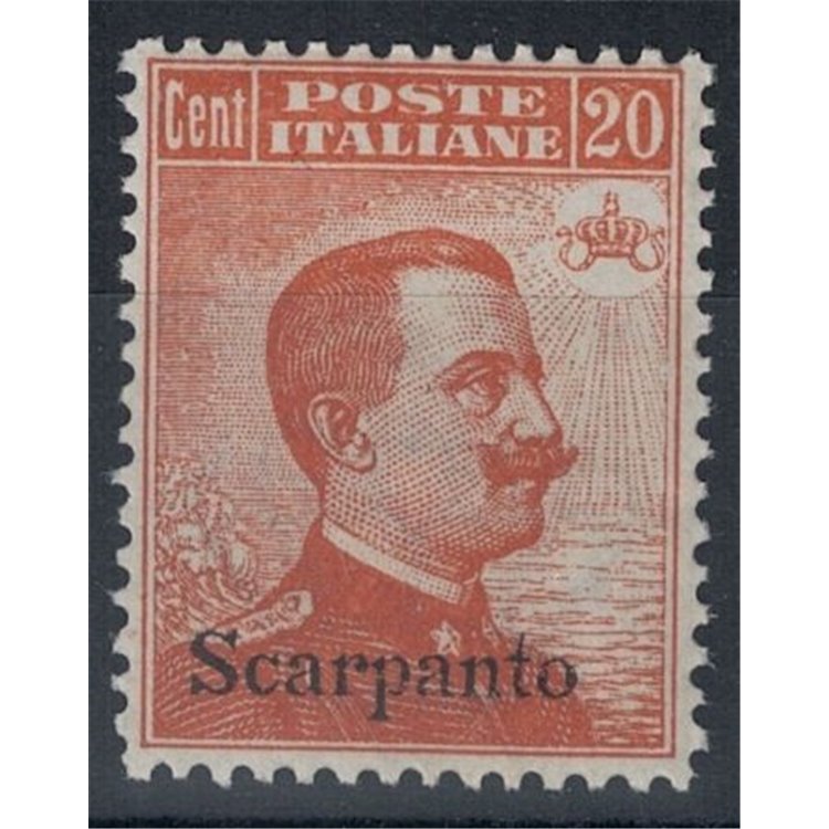 EGEO SCARPANTO 1922 20c arancio filigrana corona MNH**