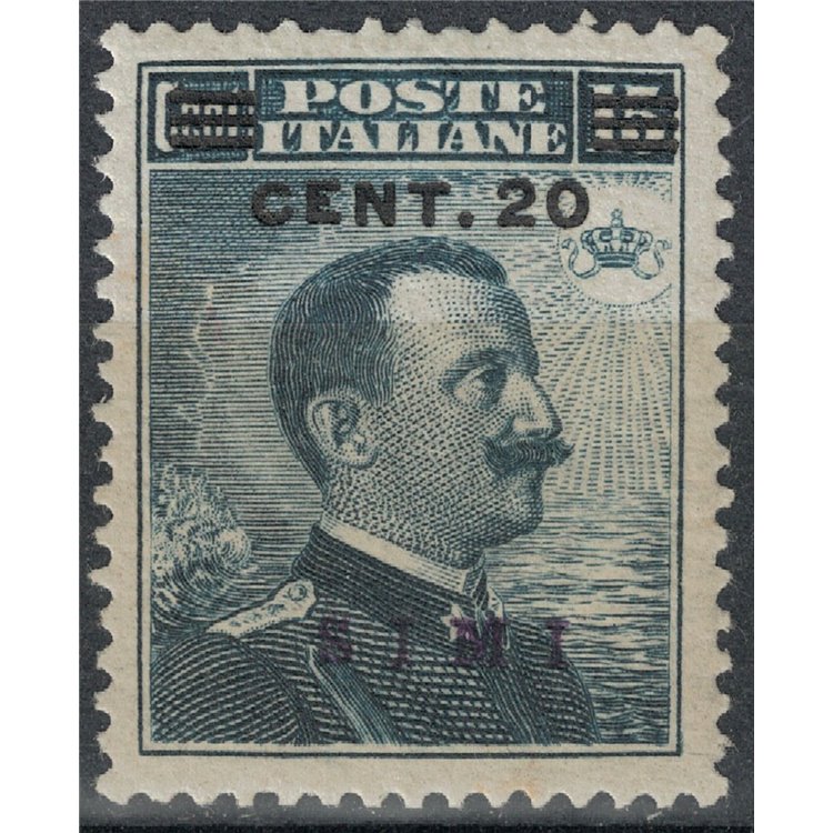 EGEO SIMI 1916 20c su 15c grigio nero MNH**