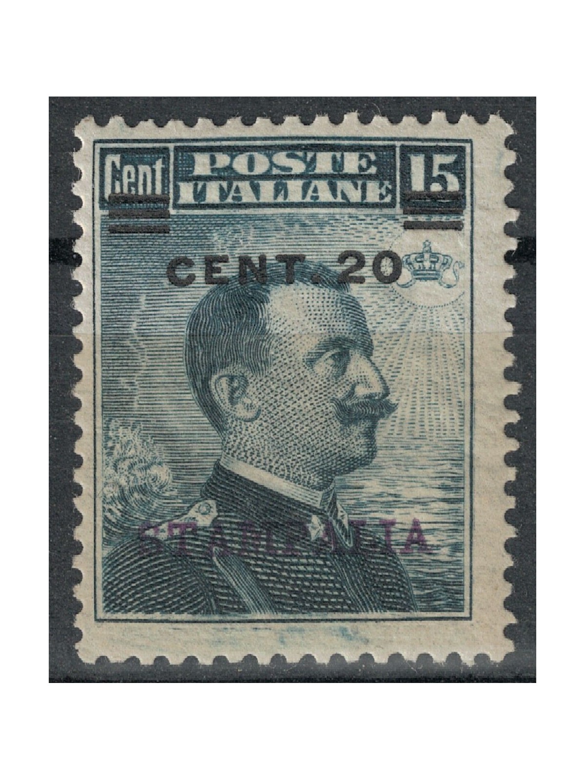 EGEO STAMPALIA 1916 20c on 15c grey black MNH**