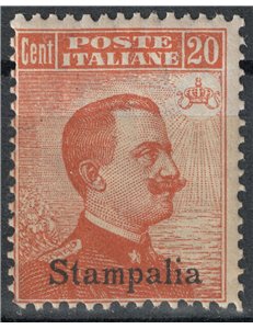 EGEO STAMPALIA 1922 20c orange watermark crown MNH**