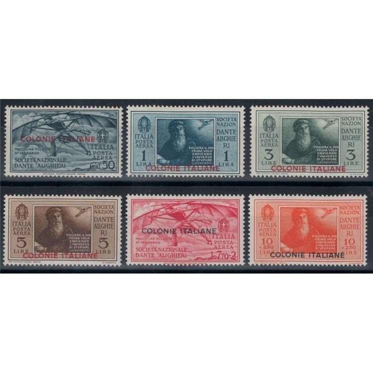 COLONIE EMISSIONI GENERALI 1932 Dante Alighieri (posta aerea) 6v MNH**