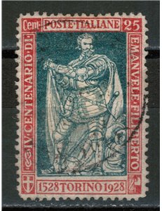 ITALY KINGDOM 1928 Emanuele Filiberto 25c carmine and green perforated 13½ us