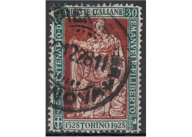 ITALY KINGDOM 1928 Emanuele Filiberto 30c green and brown perforated 13½ us