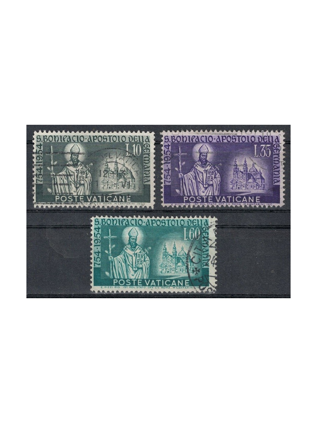 VATICAN 1955 San Boniface 3v us