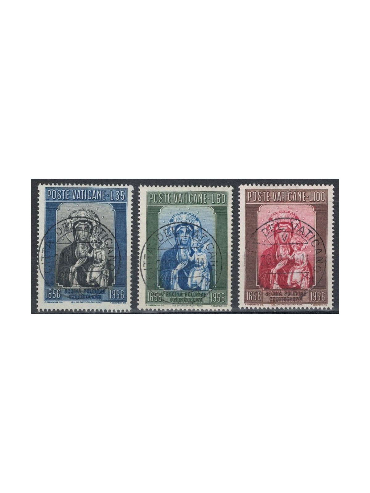 VATICANO 1956 Madonna Nera di Polonia 3v us