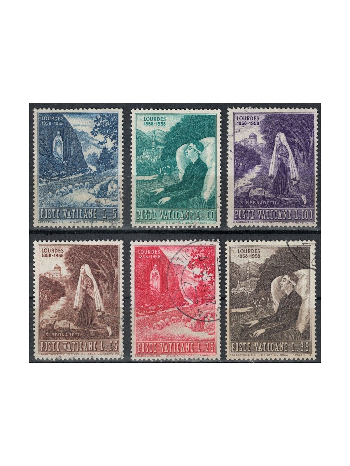 VATICAN 1958 Apparition of the Virgin 6v us