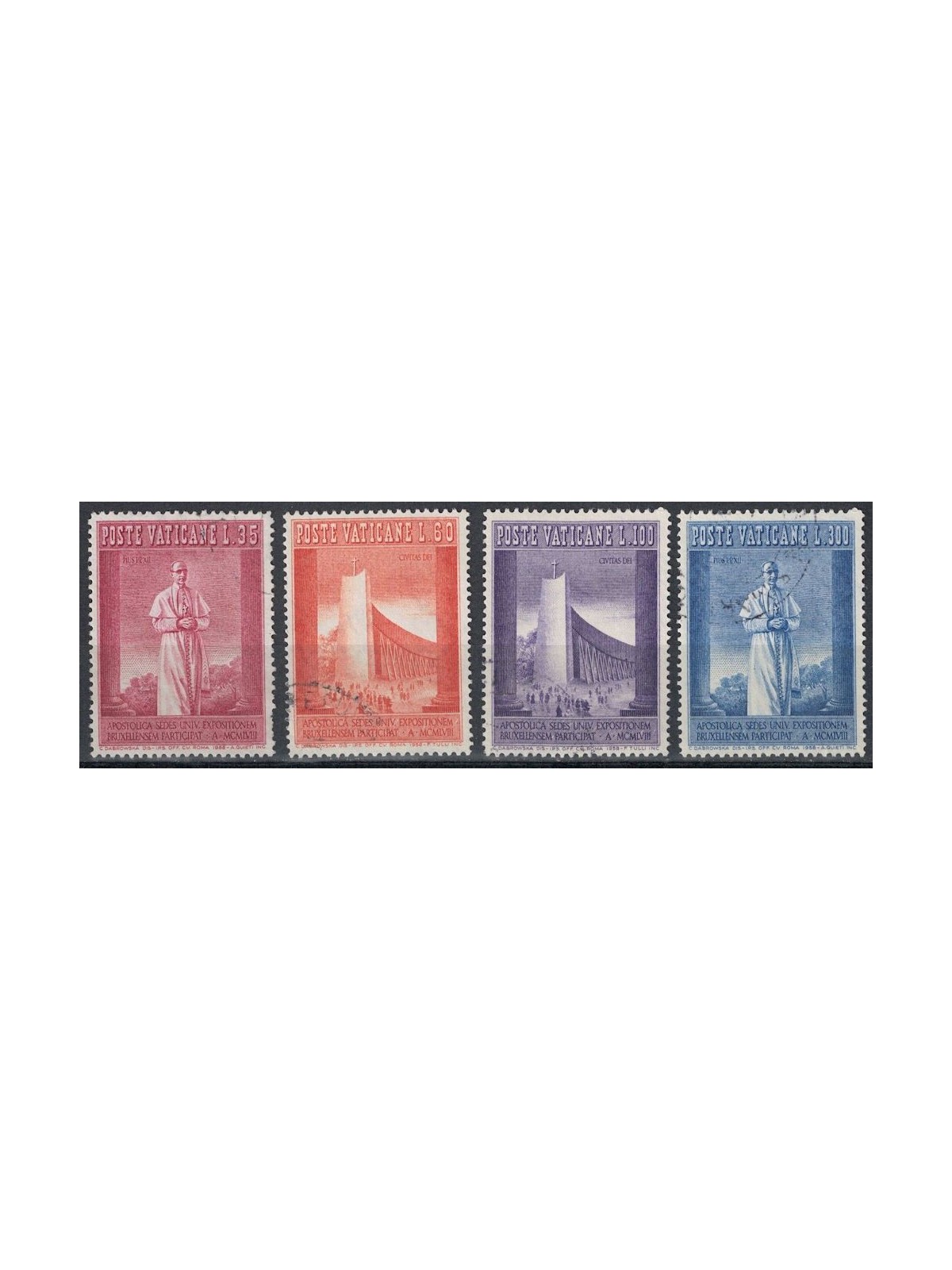 VATICANO 1958 Esposizione Universale di Bruxelles 4v us