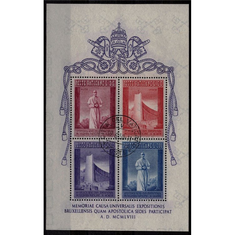 VATICAN 1958 Universal Exhibition of Brussels s/s us