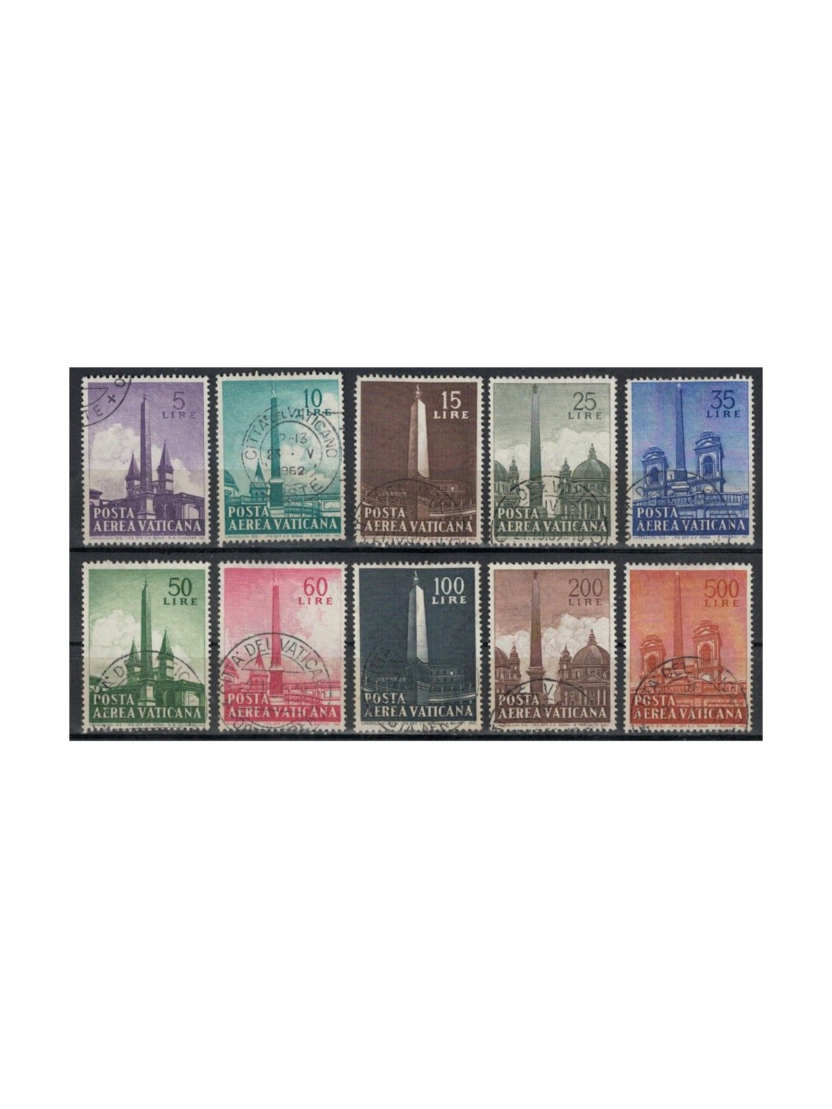 VATICANO 1959 Obelischi (posta aerea) 10v us