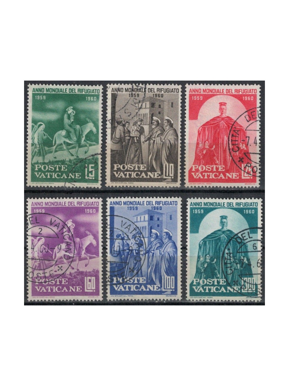 VATICAN 1960 World Year of the Refugee 6v us