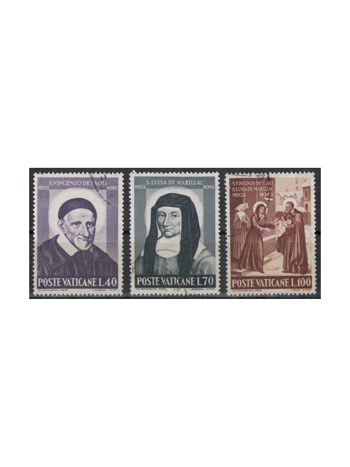 VATICANO 1960 San Vincenzo e Santa Luisa 3v us