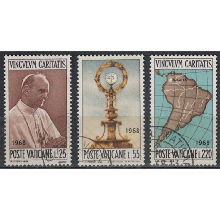 VATICAN 1968 Trip of Paul VI to Bogota 3v us
