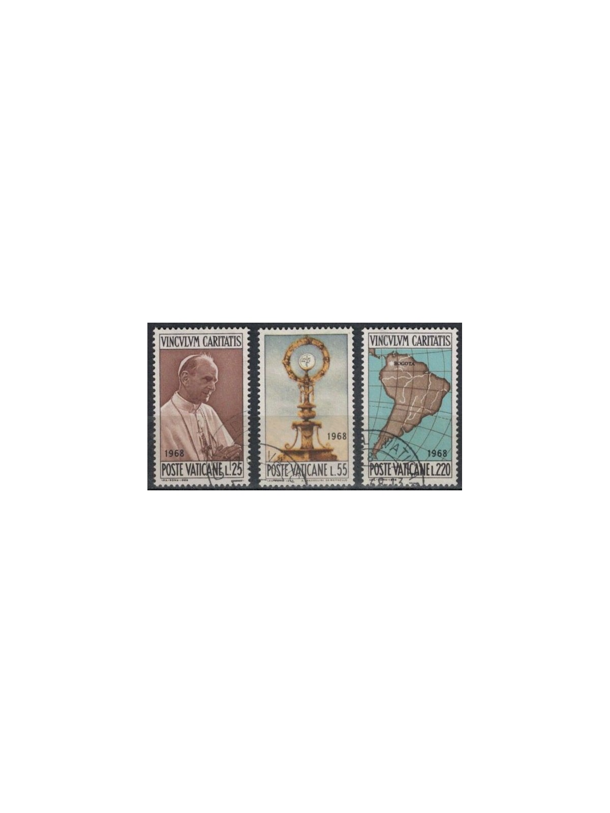 VATICAN 1968 Trip of Paul VI to Bogota 3v us