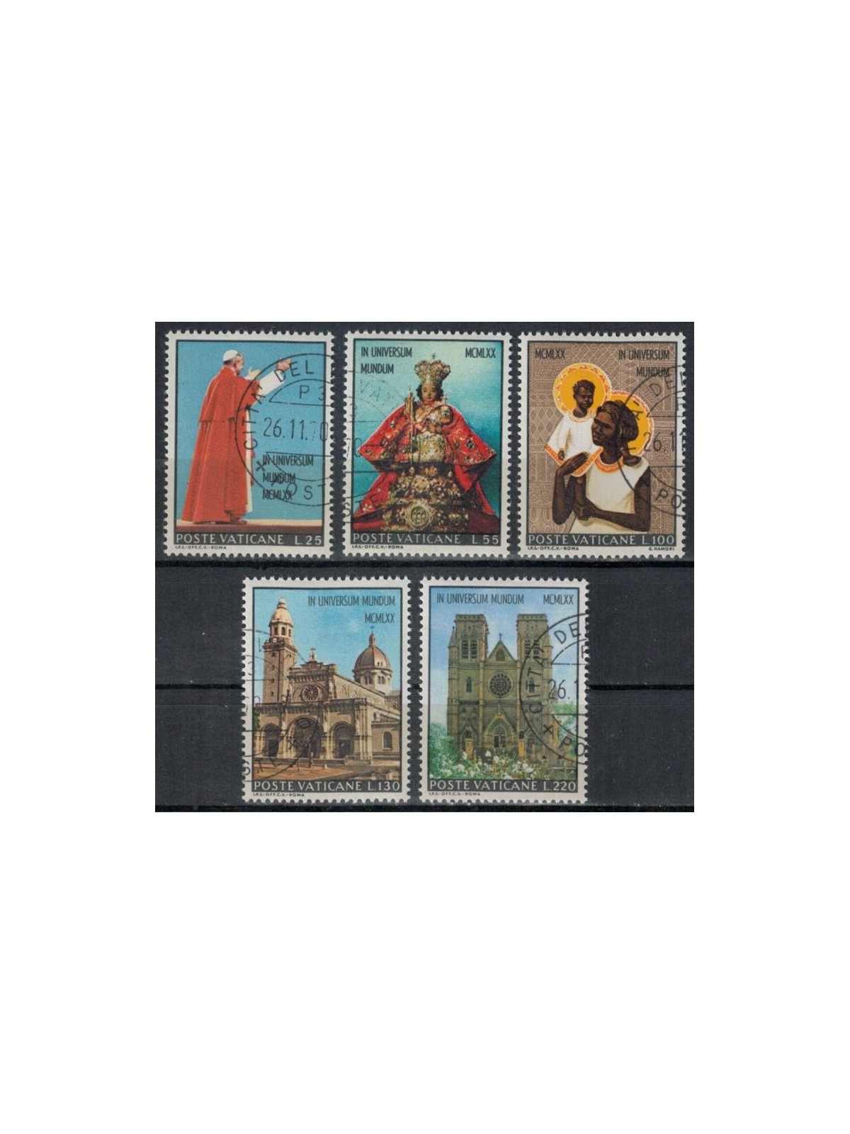 VATICAN 1970 Paul VI's trip to Asia and Oceania 5v us