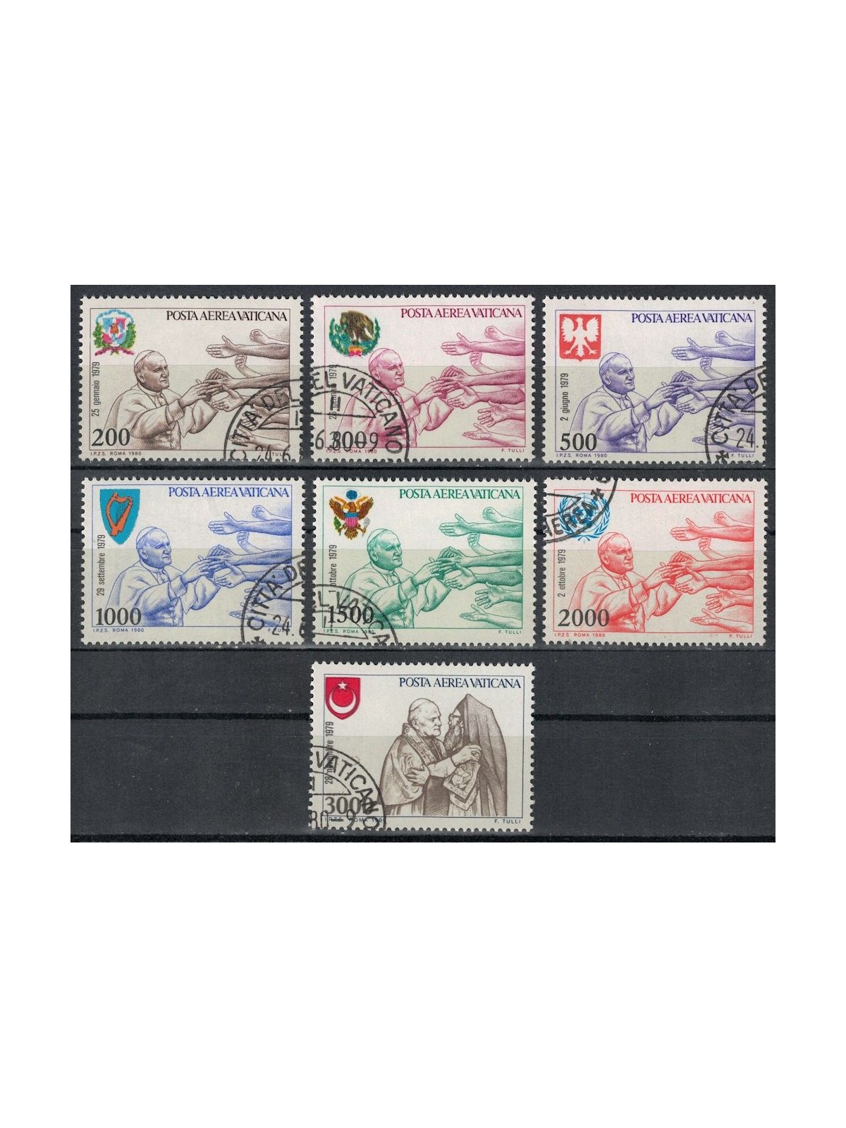 VATICAN 1980 Travels of John Paul II 7v us