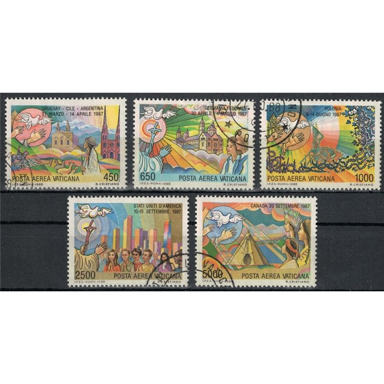 VATICANO 1988 Viaggi di Giovanni Paolo II (posta aerea) 5v us