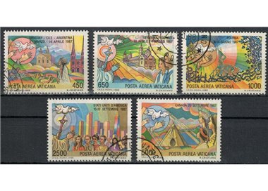 VATICAN 1988 Travels of John Paul II (airmail) 5v us