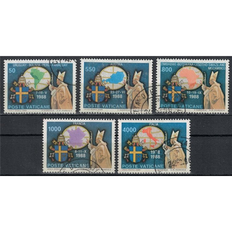 VATICAN 1989 Travels of John Paul II 5v us